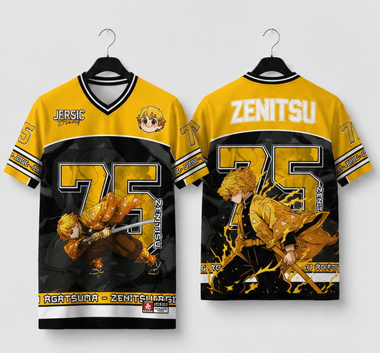 Zenitsu Agatsuma Anime Jersey T-Shirt – Demon Slayer Graphic Unisex Sportswear Tee