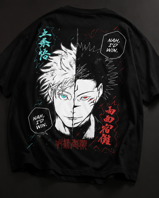 Gojo & Sukuna Oversized Anime T-Shirt | Premium Cotton Graphic Unisex Streetwear