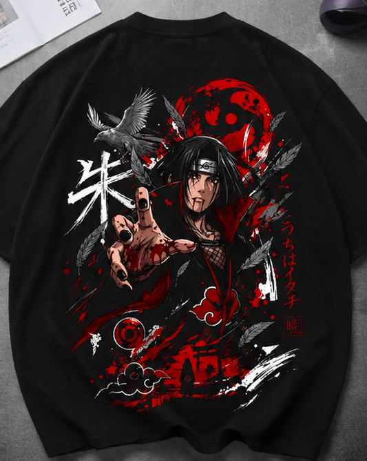 Itachi Uchiha Anime Oversized T-Shirt β 100% Cotton Japanese Streetwear Graphic Tee