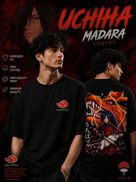 Madara Uchiha Oversized Black T-Shirt β Anime Graphic Tee