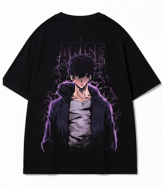 Solo Leveling Sung Jin-Woo βARISEβ Graphic Oversized T-Shirt | Premium Purple Anime Streetwear Tee