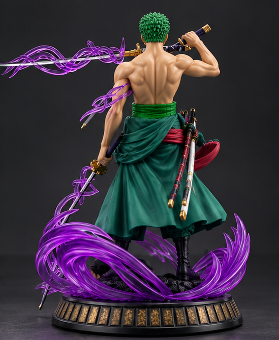 Roronoa Zoro Anime Action Figure with Purple Energy Effect – 22cm One Piece PVC Collectible Statue