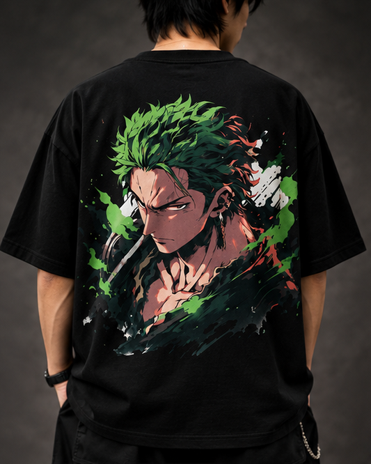 Roronoa Zoro Oversized Anime T-Shirt β Black