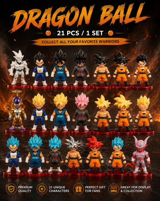 Dragon Ball 21-Piece Mini Figure Set | Premium Anime Collectible Figures | Display & Gift Set