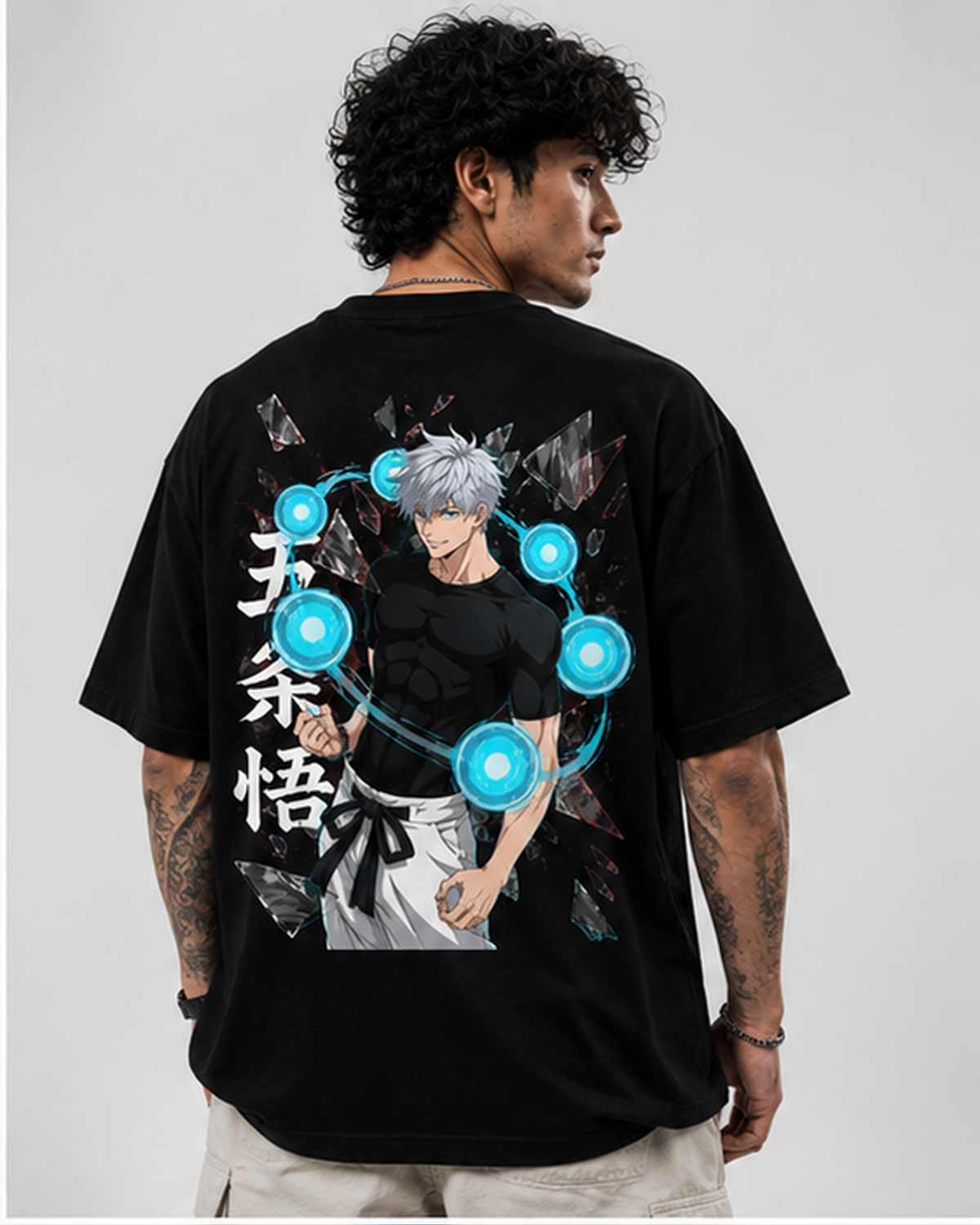 Gojo Satoru Oversized Black T-Shirt – Anime Graphic Tee