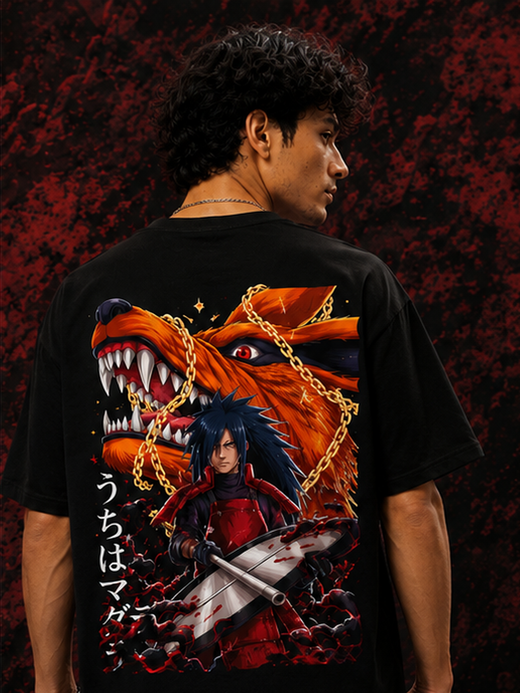 Madara Uchiha Oversized Black T-Shirt – Anime Graphic Tee