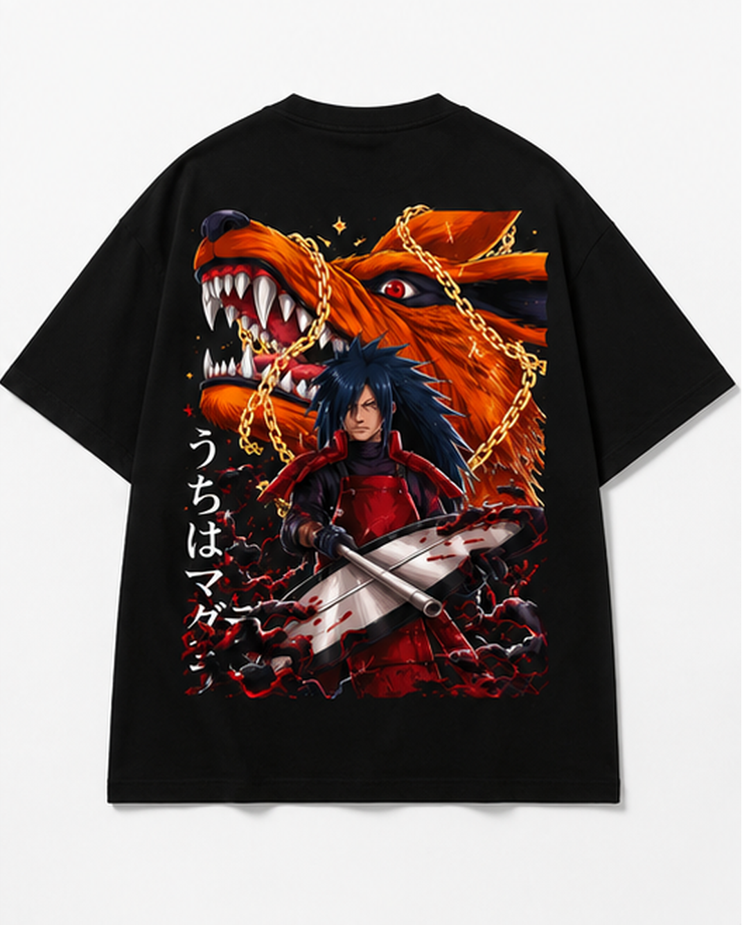 Madara Uchiha Oversized Black T-Shirt – Anime Graphic Tee