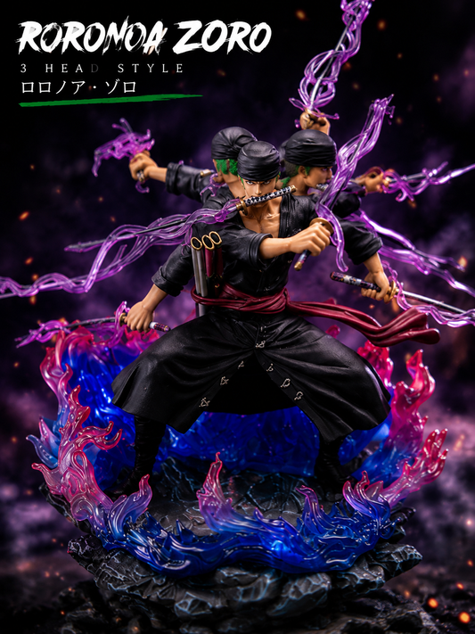 Roronoa Zoro 3 Head Style Anime Action Figure – 28cm Premium Collectible Statue