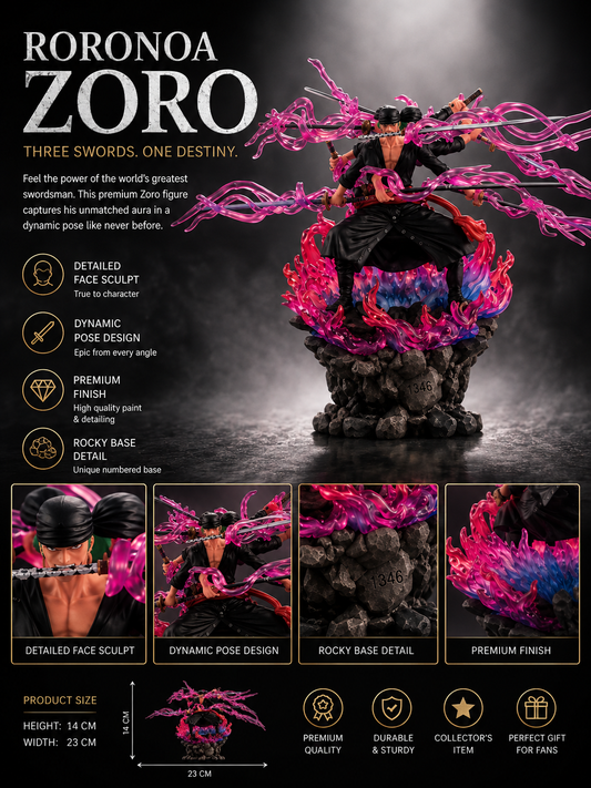 Roronoa Zoro 3-Sword Anime Action Figure with Energy Effects – Premium Collectible