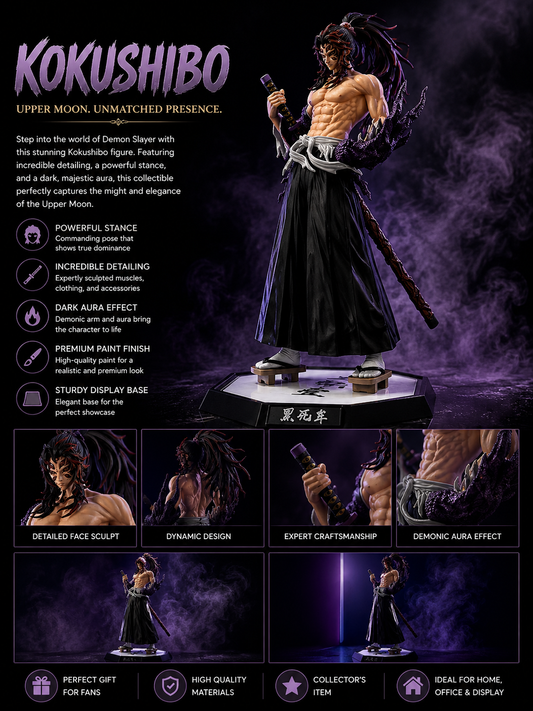 Kokushibo Upper Rank Demon Anime Figure Statue – 31cm Demon Slayer Collectible with Katana & Display Base