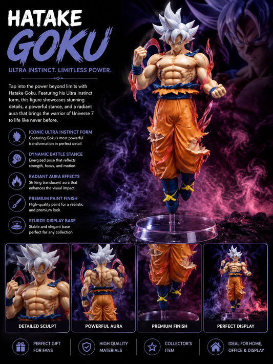 HATAKE Goku Ultra Instinct Anime Figure with Pink Aura Effects – Premium Collectible Display Statue