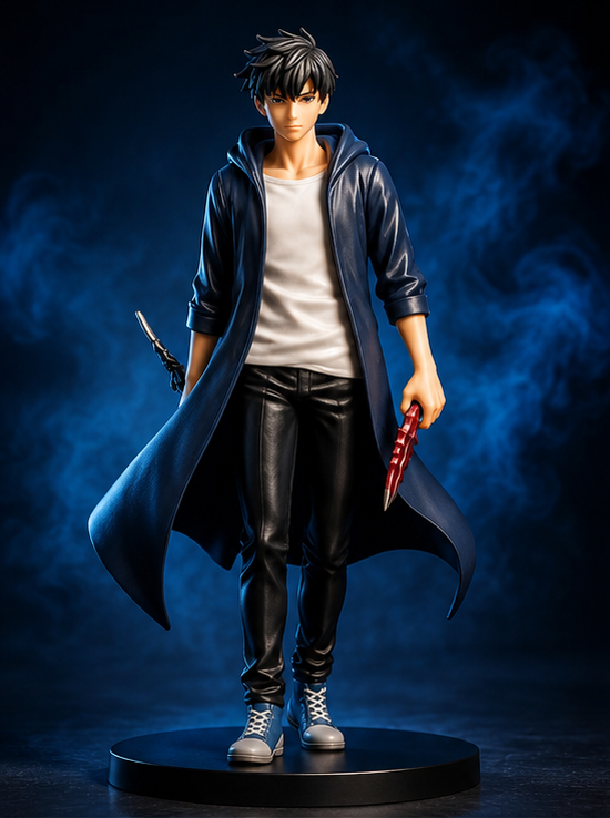 Sung Jin-Woo Solo Leveling Anime Figure with Dagger – Detailed Collectible Display Statue, 22 cm