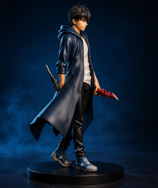 Sung Jin-Woo Solo Leveling Anime Figure with Dagger – Detailed Collectible Display Statue, 22 cm