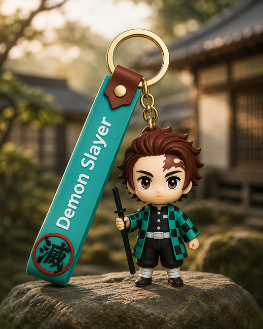 Tanjiro Demon Slayer Keychain – Chibi Anime Collectible Bag & Backpack Charm