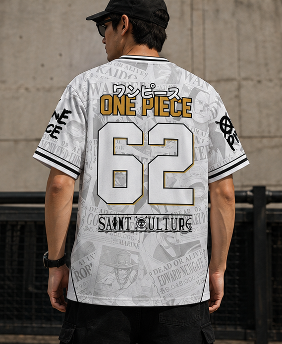 One Piece Luffy 62 Graphic Jersey T-Shirt – Premium Polyester Anime Oversized Unisex Tee