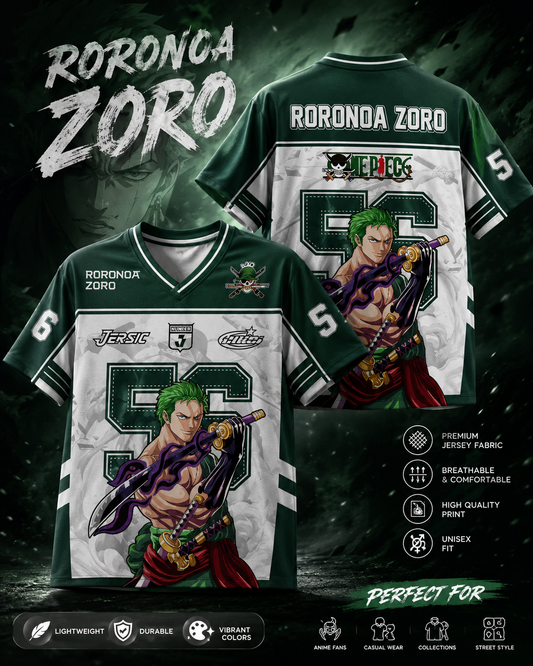 Roronoa Zoro 56 Anime Jersey T-Shirt – One Piece Graphic Unisex Sportswear Tee