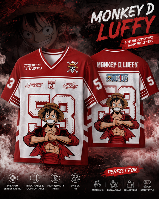 Monkey D. Luffy 53 Anime Jersey T-Shirt – One Piece Graphic Unisex Sportswear Tee