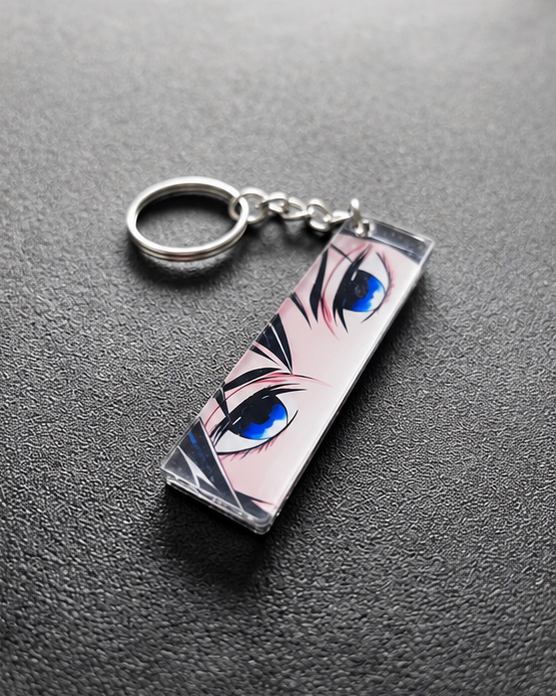 Anime Blue Eyes Acrylic Keychain – Glossy Anime Eye Key Ring