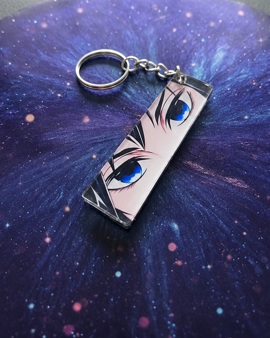 Anime Blue Eyes Acrylic Keychain – Glossy Anime Eye Key Ring