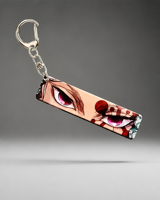 Demon Slayer Tengen Uzui Glowing Eyes Acrylic Keychain – Luminous Anime Key Ring for Bags & Keys