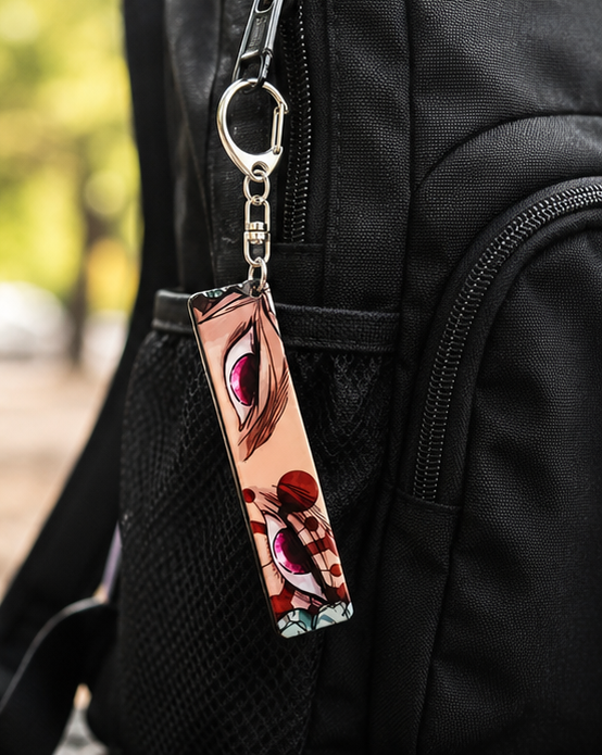 Demon Slayer Tengen Uzui Glowing Eyes Acrylic Keychain – Luminous Anime Key Ring for Bags & Keys