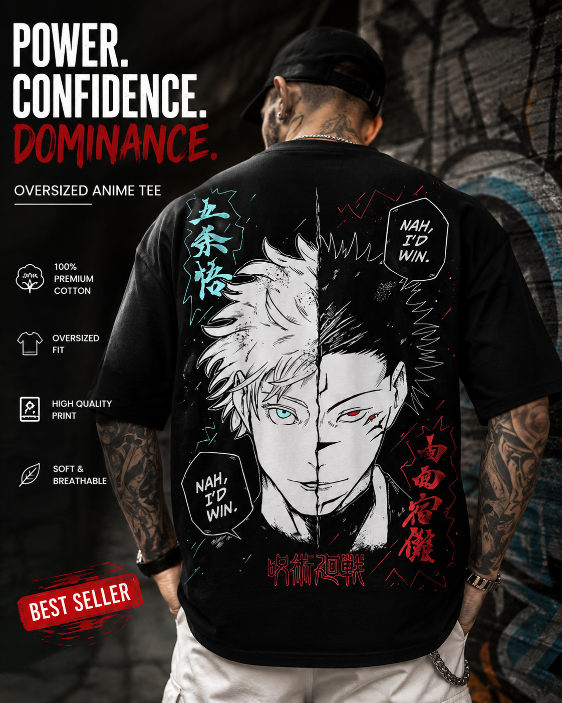Gojo & Sukuna Oversized Anime T-Shirt | Premium Cotton Graphic Unisex Streetwear