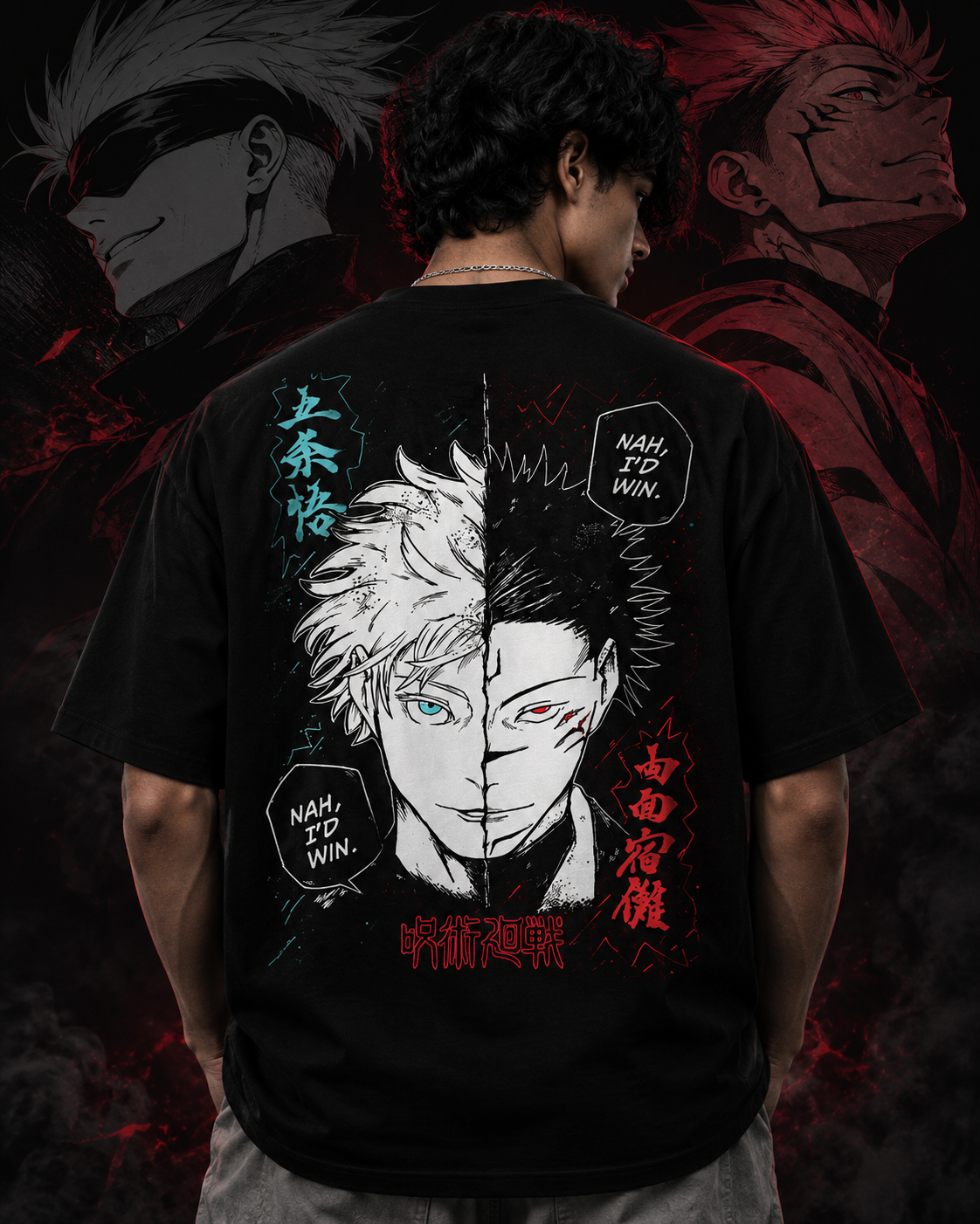 Gojo & Sukuna Oversized Anime T-Shirt | Premium Cotton Graphic Unisex Streetwear