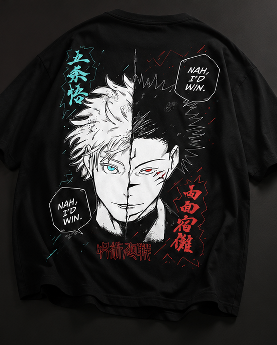 Gojo & Sukuna Oversized Anime T-Shirt | Premium Cotton Graphic Unisex Streetwear