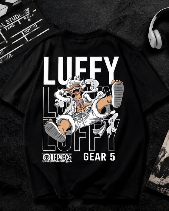 Luffy Gear 5 Oversized Anime T-Shirt | Premium One Piece Black Unisex Streetwear