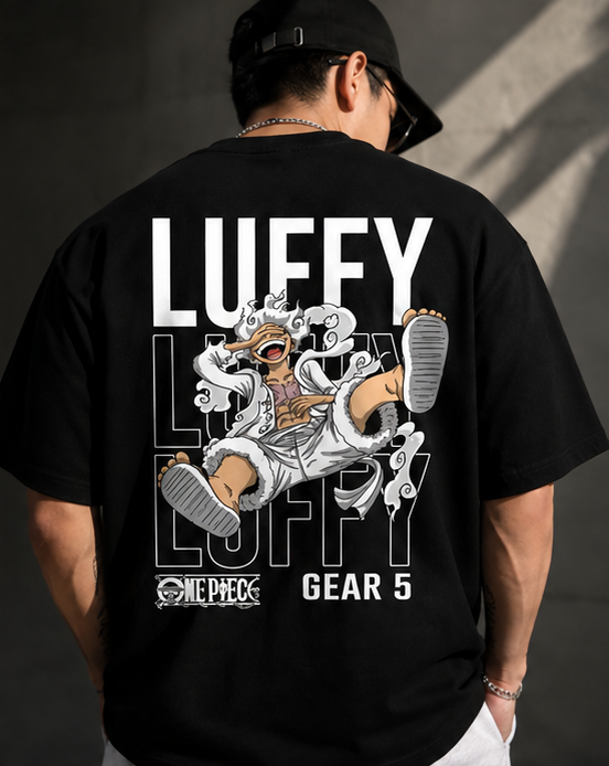 Luffy Gear 5 Oversized Anime T-Shirt | Premium One Piece Black Unisex Streetwear