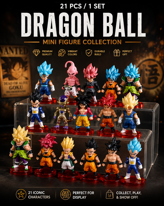 Dragon Ball 21-Piece Mini Figure Set | Premium Anime Collectible Figures | Display & Gift Set