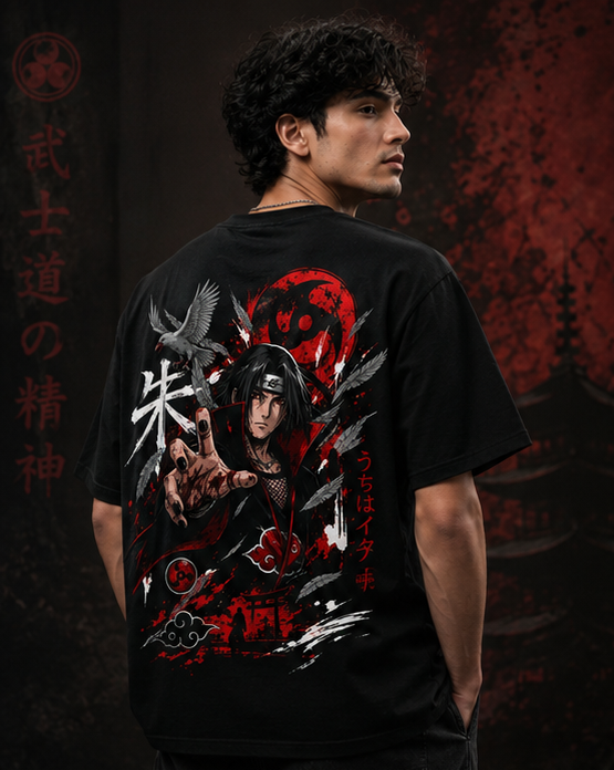 Itachi Uchiha Anime Oversized T-Shirt – 100% Cotton Japanese Streetwear Graphic Tee
