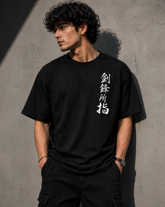 Samurai Warrior Graphic Oversized Black T-Shirt | Japanese Streetwear Tee