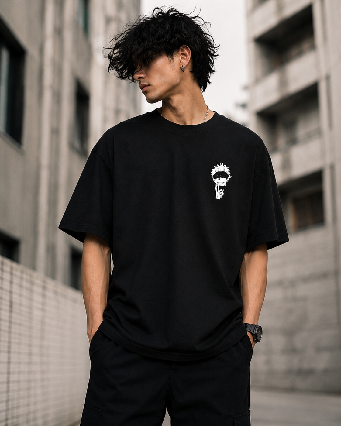 Limitless Anime Graphic Oversized Black T-Shirt | Premium Streetwear Tee