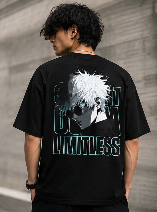 Limitless Anime Graphic Oversized Black T-Shirt | Premium Streetwear Tee
