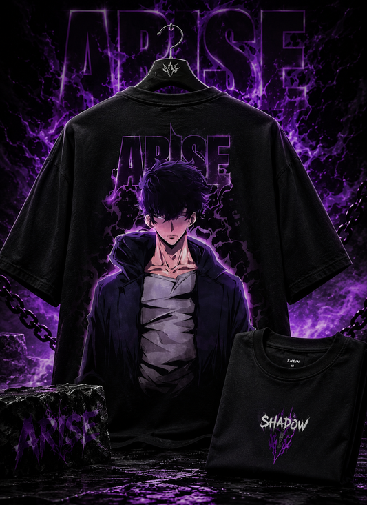 Solo Leveling Sung Jin-Woo “ARISE” Graphic Oversized T-Shirt | Premium Purple Anime Streetwear Tee