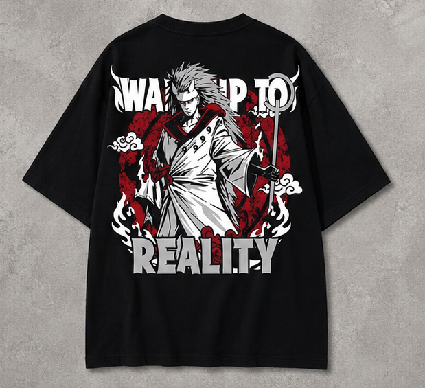 Madara Uchiha "Wake Up to Reality" Oversized T-Shirt – Akatsuki Anime Graphic Tee