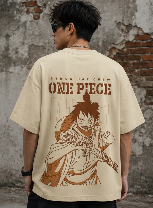 One Piece Luffy Oversized T-Shirt – Premium Straw Hat Crew Anime Graphic Tee
