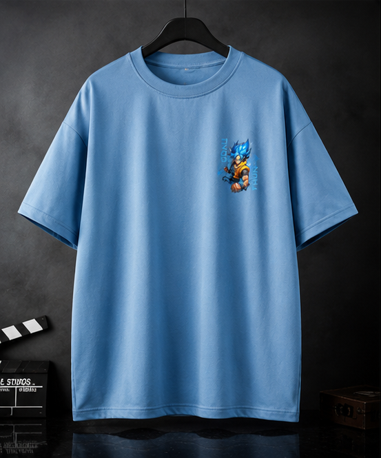 Goku Oversized T-Shirt – Super Saiyan Blue Anime Graphic Streetwear Tee