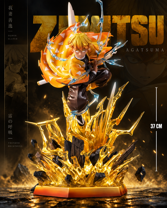 Zenitsu Agatsuma Thunder Breathing Action Figure | Premium 37 CM LED PVC  Statue