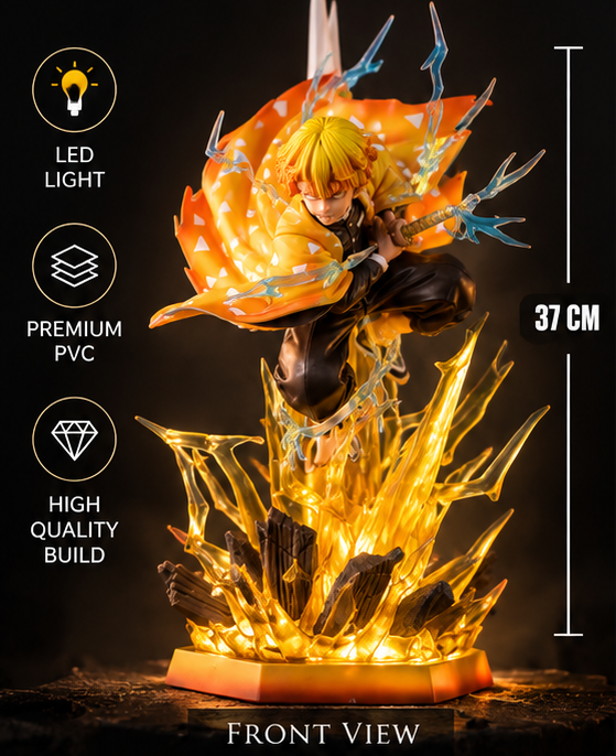 Zenitsu Agatsuma Thunder Breathing Action Figure | Premium 37 CM LED PVC  Statue