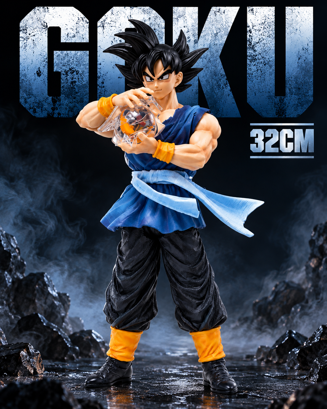 Goku Action Figure with Energy Sphere – Dragon Ball Anime Collectible Statue 32cm