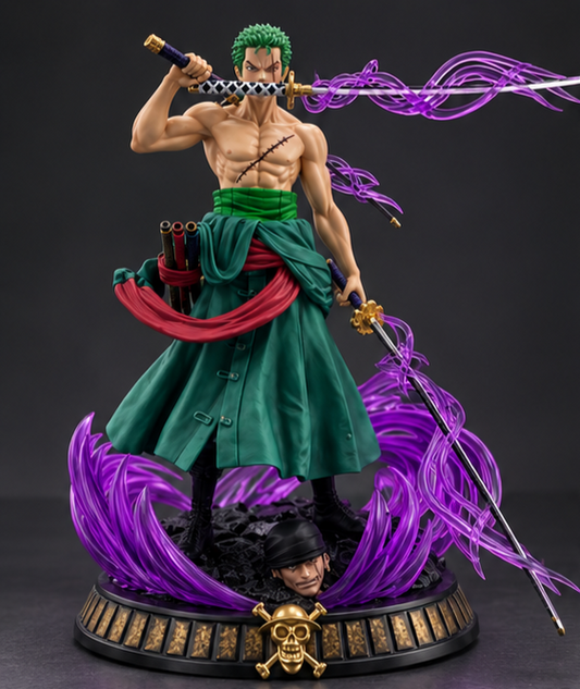 Roronoa Zoro Anime Action Figure with Purple Energy Effect β 22cm One Piece PVC Collectible Statue