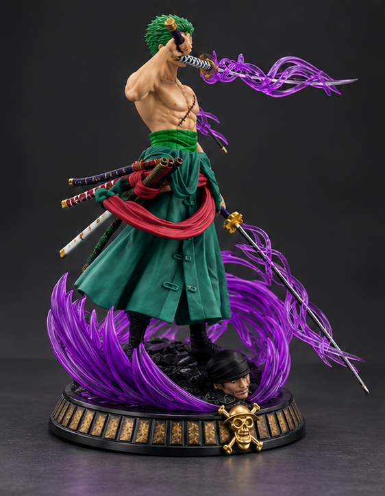 Roronoa Zoro Anime Action Figure with Purple Energy Effect – 22cm One Piece  PVC Collectible Statue