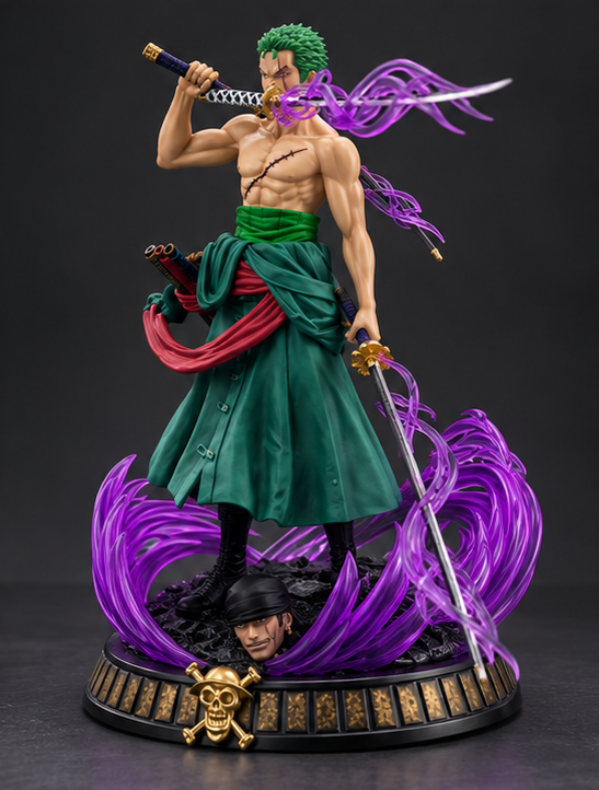 Roronoa Zoro Anime Action Figure with Purple Energy Effect – 22cm One Piece  PVC Collectible Statue