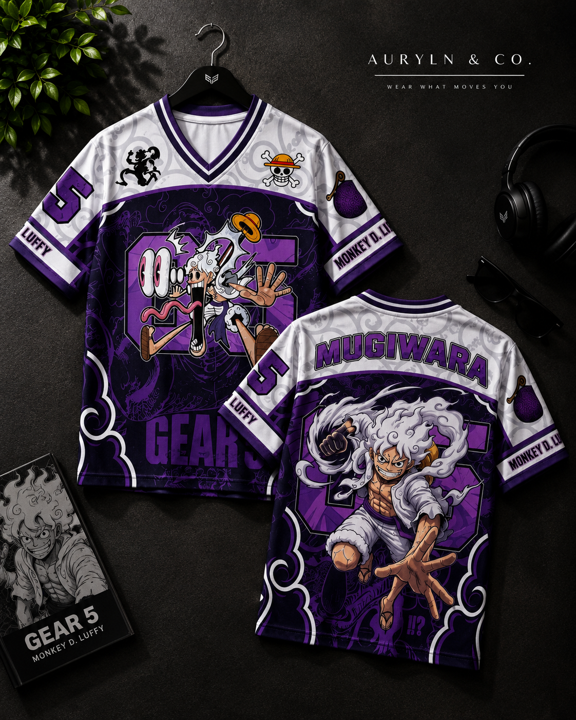 Gear 5 Luffy Anime Jersey | Premium One Piece Mugiwaras Oversized Graphic Shirt