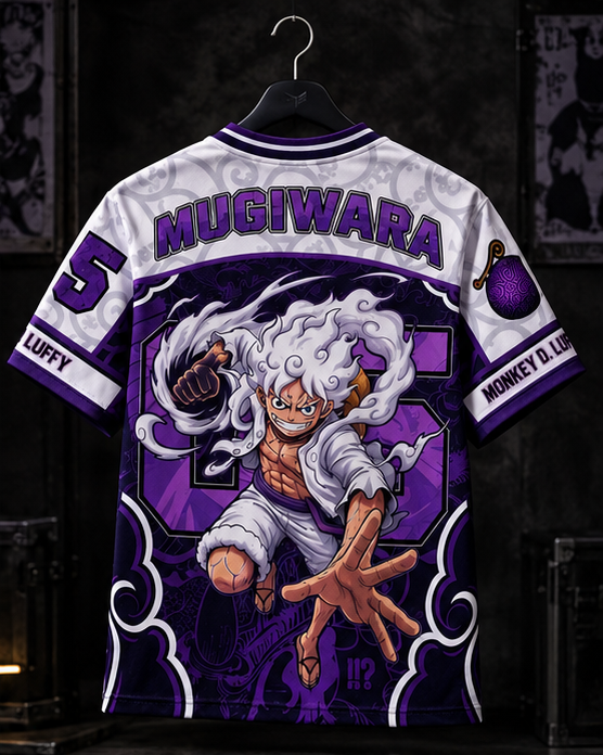 Gear 5 Luffy Anime Jersey | Premium One Piece Mugiwaras Oversized Graphic Shirt