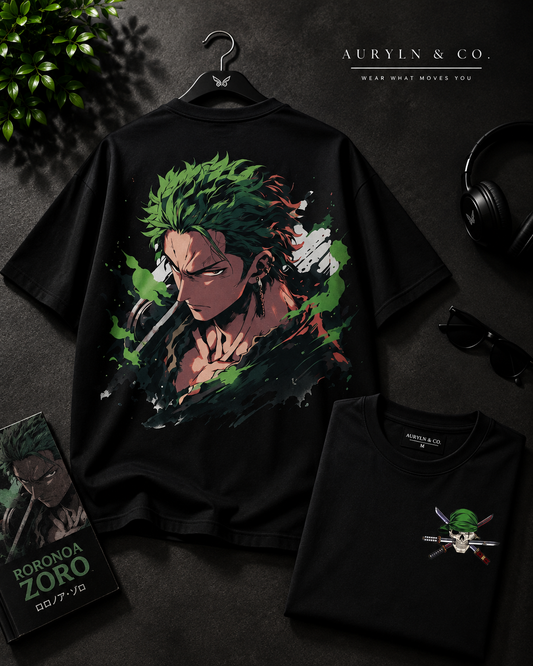 Roronoa Zoro Oversized Anime T-Shirt – Black