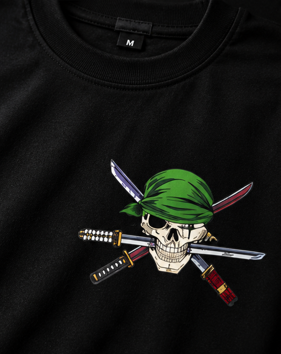 Roronoa Zoro Oversized Anime T-Shirt – Black