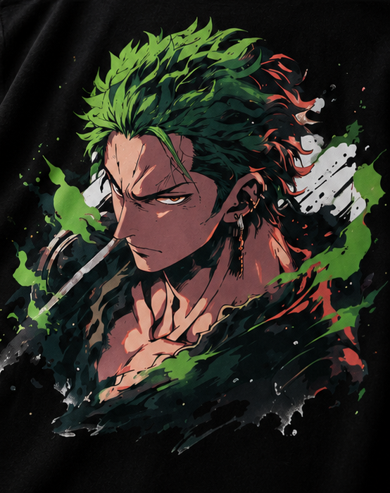 Roronoa Zoro Oversized Anime T-Shirt – Black